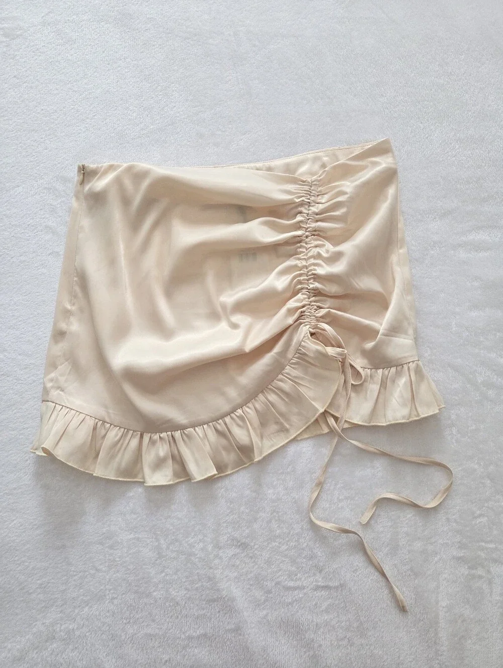 Lemon Satin Ruffled Mini Skirt - Picture 3 of 9